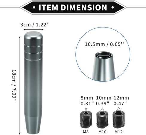 Gear Shifter Knob Kit, 18cm Car Shift Lever Knob Universal for Automatic and Manual Vehicle Durable Aluminum Alloy Blue with 3 Adapter in Saudi Arabia