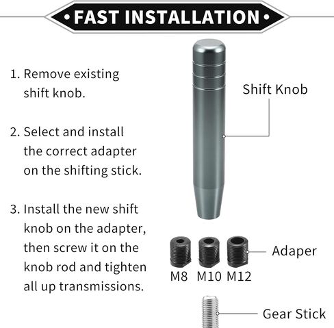 Gear Shifter Knob Kit, 18cm Car Shift Lever Knob Universal for Automatic and Manual Vehicle Durable Aluminum Alloy Blue with 3 Adapter in Saudi Arabia