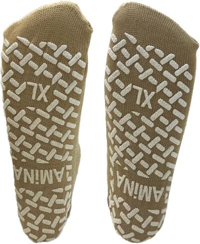 جوارب مستشفى أمينا إل للرجال والنساء - جوارب مستشفى صفراء زاهية غير قابلة للانزلاق مع مقابض، راحة واسعة للغاية غير مربوطة، جوارب قابلة للتنفس لكبار السن، أحذية مرضى السكري للأقدام الحساسة in Kuwait