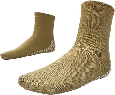 جوارب مستشفى أمينا إل للرجال والنساء - جوارب مستشفى صفراء زاهية غير قابلة للانزلاق مع مقابض، راحة واسعة للغاية غير مربوطة، جوارب قابلة للتنفس لكبار السن، أحذية مرضى السكري للأقدام الحساسة in Kuwait