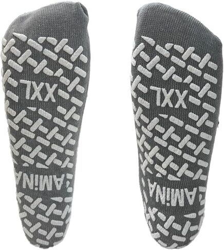 AMiNA L Hospital Socks for Men & Women - Bright Yellow Non-Slip Hospital Socks with Grips, Extra Wide Non-Binding Comfort, Breathable Grippy Socks for Elderly, Diabetic Footwear for Sensitive Feet in Kuwait