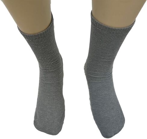 AMiNA L Hospital Socks for Men & Women - Bright Yellow Non-Slip Hospital Socks with Grips, Extra Wide Non-Binding Comfort, Breathable Grippy Socks for Elderly, Diabetic Footwear for Sensitive Feet in Kuwait