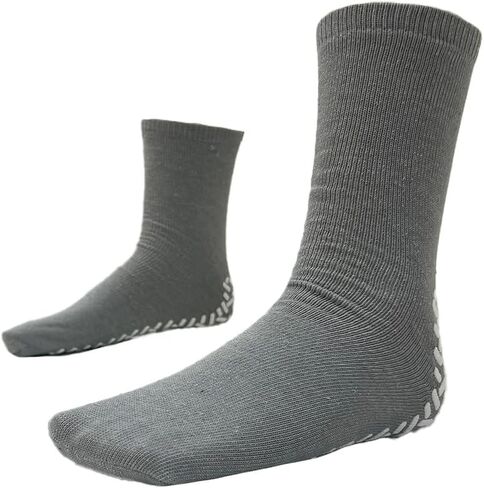 AMiNA L Hospital Socks for Men & Women - Bright Yellow Non-Slip Hospital Socks with Grips, Extra Wide Non-Binding Comfort, Breathable Grippy Socks for Elderly, Diabetic Footwear for Sensitive Feet in Kuwait