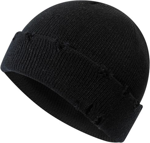 Frayed Knit Hat Winter Beanie for Men Women Hip-hop Slouchy Ripped Knitted Hat Unisex Skull Caps Ski Hat Watch Caps in Saudi Arabia