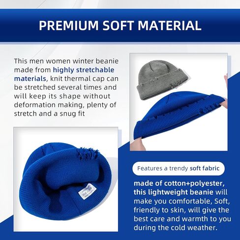 Frayed Knit Hat Winter Beanie for Men Women Hip-hop Slouchy Ripped Knitted Hat Unisex Skull Caps Ski Hat Watch Caps in Saudi Arabia