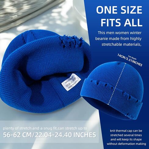 Frayed Knit Hat Winter Beanie for Men Women Hip-hop Slouchy Ripped Knitted Hat Unisex Skull Caps Ski Hat Watch Caps in Saudi Arabia