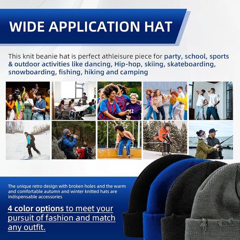 Frayed Knit Hat Winter Beanie for Men Women Hip-hop Slouchy Ripped Knitted Hat Unisex Skull Caps Ski Hat Watch Caps in Saudi Arabia