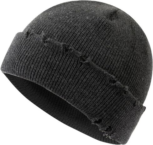 Frayed Knit Hat Winter Beanie for Men Women Hip-hop Slouchy Ripped Knitted Hat Unisex Skull Caps Ski Hat Watch Caps in Saudi Arabia