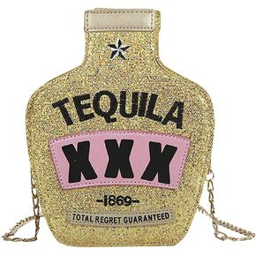 QZUnique Bottle/Motorcycle Jacket/Perfume/Gamepad Shoulder Bag for Women PU Leather Handbag Zipper Closure Crossbody Bag