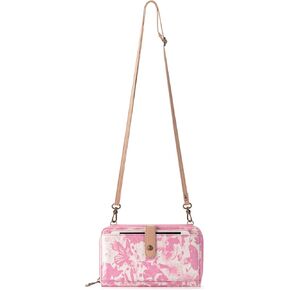 Sakroots Artist Circle Linen Coated Canvas Smartphone Crossbody, Rose in Bloom