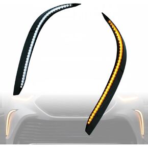 Switchback White/Amber LED Front Bumper Fog Daytime Running Lamp Dynamic Sequential LED Turn Signal Light Function Compatible with Toyota Highlander 4TH 2021 2022 2023 XSE