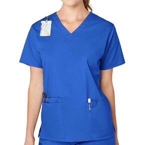 WonderWink Womens V-Neck Top Medical Scrubs Shirt, Royal, 2X US