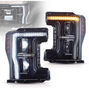 VLAND LED Projector Headlights Compatible for 2017 2018 2019 Ford F250 F350 F450 F550 Superduty 4th Gen, With LED DRL, Sequential turn signal, For Factory Halogen & Xenon & LED Model