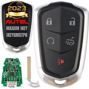 Autel MaxiIM IKEYGM5TPR programmable 5 Button Key, GM/Cadillac-Style IKEY, Lock Unlock Remote Start Trunk Panic, Keyless Entry Remote Flip Car Key Fob for GM Cadillac.