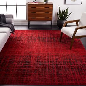 سجادة منطقة مجموعة SAFAVIEH Adirondack - 8 × 10 بوصة، أحمر وأسود، تصميم تجريدي حديث، لا يتساقط ويسهل العناية به، مثالي للمناطق ذات حركة المرور العالية في غرفة المعيشة وغرفة النوم (ADR116F)