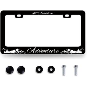 Black White Palm Trees License Plate Frame Hawaii License Plate Stainless Steel Funny License Plate Accessory Plate Holder Colorful Decoration 12.3" x 6.3" for US Canada Standard Size in Saudi Arabia