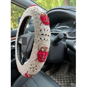 Crochet Ladybug Steering Wheel Cover Universal 14-15 inch (Steering Wheel Cover)
