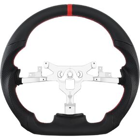 عجلة قيادة LOSCHEN مصنوعة من جلد نابا من ألياف الكربون لسيارة شيفروليه كورفيت C6 2006-2011 ZR1 Z06، عجلة قيادة مسطحة القاع على شكل D