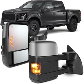 OCPTY Tow Mirror Fit For 2003-2007 For F250 For F350 For F450 For F550 Super Duty Series Towing Mirrors 1 Pair Mirrors Power Adjusted Heated Led Turn Signal Puddle Chrome Housing