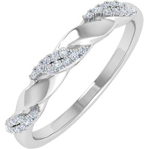 0.08 Carat Diamond Wedding Band Ring in 925 Sterling Silver