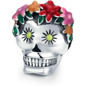 Halloween Charms for Women 925 Sterling Silver Beads Halloween Pumpkin Skull Enamel Charm for Pandora Bracelets (Skull Charms)