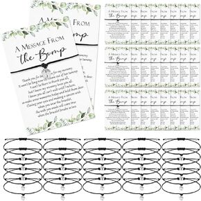 Thyle 50 Sets Baby Shower Favors for Guests 50 Adjustable Bracelets with 50 Message from the Bump Card Footprints Charm Baby Shower Bracelets for Gender Reveal Thank You Gifts (Flower)
