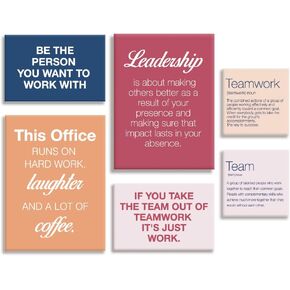 YEOION Inspirational Canvas Wall Art for Office,Teamwork Canvas Wall Art for Office,Motivational Office Wall Decor,Positive Quotes Wall Decor for Office,Office Canvas Wall Art Set of 6