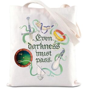 ENSIANTH Even Darkness Must Pass Tote Bag Ring of Power Inspired Gift The Shire Bookish Shoulder Bag Lord Book Reader Gift