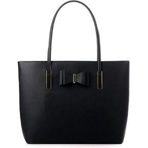Large Black Tote Bag for Womens Travel Shoulder Handbag with Bow