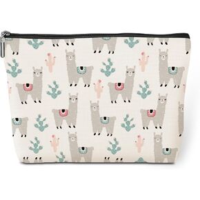Cute Llama Makeup Bag Alpaca Llama Gifts Llama Decor Funny Llama Stuff Decor Llama Lovers Gift Christmas Birthday Gifts for Women Animal Lovers Girl Daughter Best Friend BFF Niece Sister Toiletry Bag