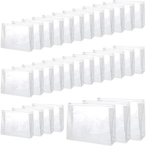 30 PCS Small Clear Makeup Bag, Mini PVC Waterproof Cosmetic Organizer Bags Portable Swimsuit Storage Bag Clear Organizer Pouches with Zipper for Women Men Travel Toiletry Vacation, 9.8" x 7.5"
