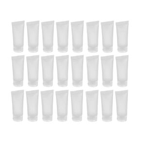 24PCS 30ml/1oz Empty Portable Refillable Clear Plastic Cosmetic Soft Tubes Bottles with Flip Cover Makeup Sample Travel Packing Container Holder Vial Jar Pot for Shampoo Facial Cleaning Toothpaste