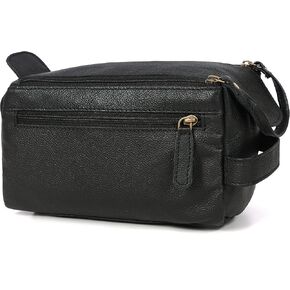 Leather Toiletry Bag for Men 9 Inch | Grooming Travel Kit | With Waterproof Lining | By Aaron Leather Goods (Raven Brown)