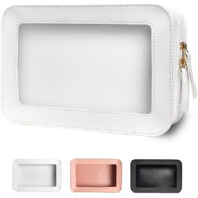 Clear Makeup Bag, Travel Toiletry Bag with Zipper, Clear Cosmetic Organizer Fit Carry-on Travel Essentials,Clear Cosmetic Bags for Women Men Multipurpose Portable Cosmetic Organizer (BLACK 2 pack)