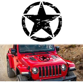 TOMALL 17'' Star Car Sticker Decal for Car Hood Auto Five-Pointed Star Graphics Sticker for SUV Off-Road Vehicles Car Body Side Door Trunk Universal Waterproof Vinyl Car Sticker (Black)
