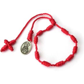 My Saint Jude Red Medal Prayer Rosary Catholic Christian Protection Men Women Denary And A Cross/San Judas Tadeo Medalla Pulseras Rojas