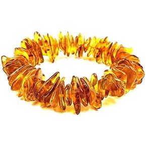 Natural Amber Bracelet on Elastic Band 7 inches – 100% Baltic Amber Beads – Amber Bracelets – Raw Amber Beads – Bracelet