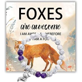 BLEOUK Fox Bracelet Fox Lover Gift Fox Jewelry Fox Bead Bracelet for Wildlife Animal Themed Merch