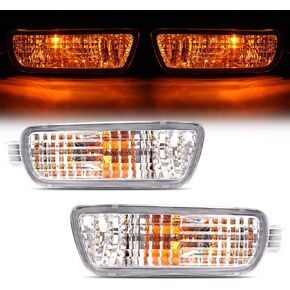 HECASA Pair Turn Signal Light Compatible with 2001-2004 Toyota Tacoma Replacement for TO2531140 TO2530140 Front Bumper Turn Signal Parking Lamp Smoke Lens Driver & Passenger Side