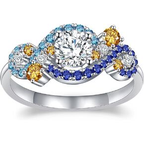Kolmnurk Moissanite Eternity Ring 0.5ct 1ct 2ct D Color VVS1 Lab Grown Diamond Wedding Engagement Ring Van Gogh's The Starry Night Moissanite Rings for Women size 5-12