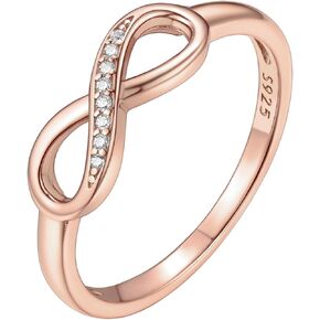 ChicSilver Personalized 925 Sterling Silver Ring Simple Infinity Knot Rings Custom Engraved Eternity Wedding Band Promise Rings Size 4-12(with Gift Box)
