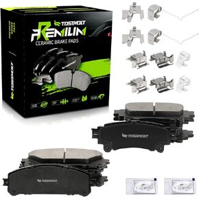 New 8pcs Complete Front+Rear Super Quiet Shimmed Slotted Ceramic Disc Brake Pads Set w/Installation Hardware Compatible With 14-19 Highlander 11-20 Sienna 10-15 RX350 RX450h