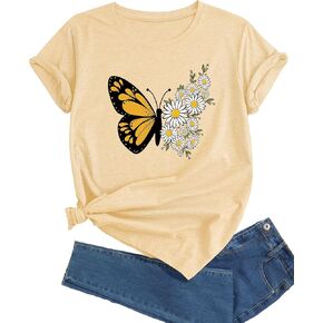 Plus Size Sunflower Graphic Tees for Women Cute Dandelion Short Sleeve T-Shirt Crewneck Ladies Tee Tops