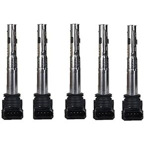 ENA Set of 5 Ignition Coil Pack 2005 2006 2007 2008 2009 2010 2011 2012 2013 2014 Compatible with Volkswagen VW Jetta Rabbit Beetle Passat Golf Tiguan GTI Eos CC 2.5L L5 Coils for 07K905715A UF575