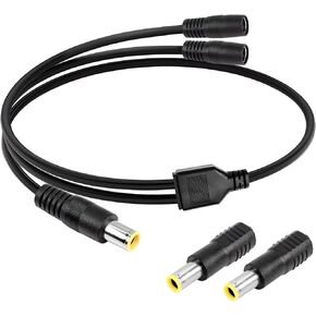 RIIEYOCA DC 8mm Y Branch Parallel Adapter Cable, 3.2FT 14AWG DC8mm 1 Male to 2 Female Solar Panel Power Cable,with DC7909 Male Female Converter,for Portable Power Station Solar Panel(1m/3ft)
