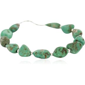 $80 Tag Certified Authentic Navajo Natural Turquoise Native American Bracelet 13173-1 Made by Loma Siiva