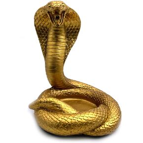 Gold King Cobra Snake Statue Figurine Sculpture Candlestick Holder Animal Figure Collectible Gifts for Snake Lover Office Home Outdoor Decor