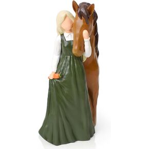 Horse Gifts for Women, Girl Embraces Horse Figurines Horse Memorial Gift for Horse Lovers, Sculpted Hand-Painted Resin Horse Stuff Horse Decor Statue Equestrian Gifts