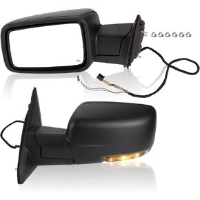 Motoforti Electric Folding Side Mirror Towing Mirror for Ram 1500 2009-2018 for Ram 2500 3500 4500 5500 2010-2018 with Power Adjustment Heated Turn Signal Temperature Sensor Chrome Tone