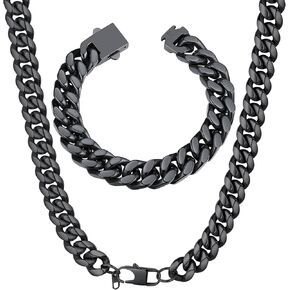 ChainsHouse 14mm 20" Curb Chain Necklace Men Bracelet 12mm wide 21cm length